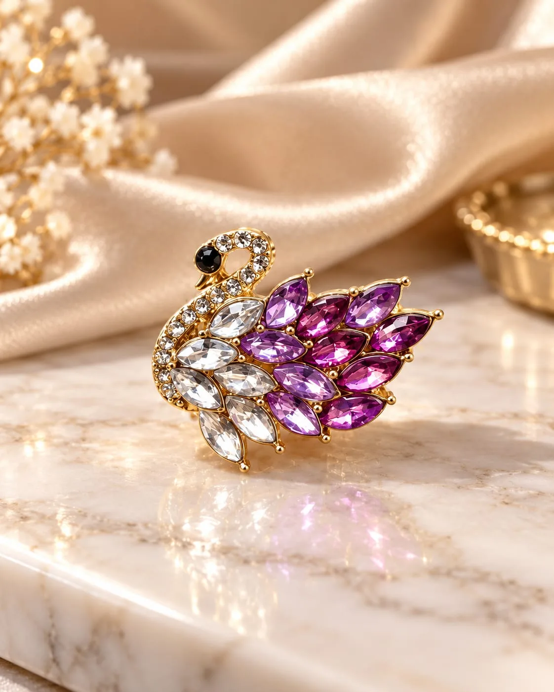 Prendedor de Cisne con Strass