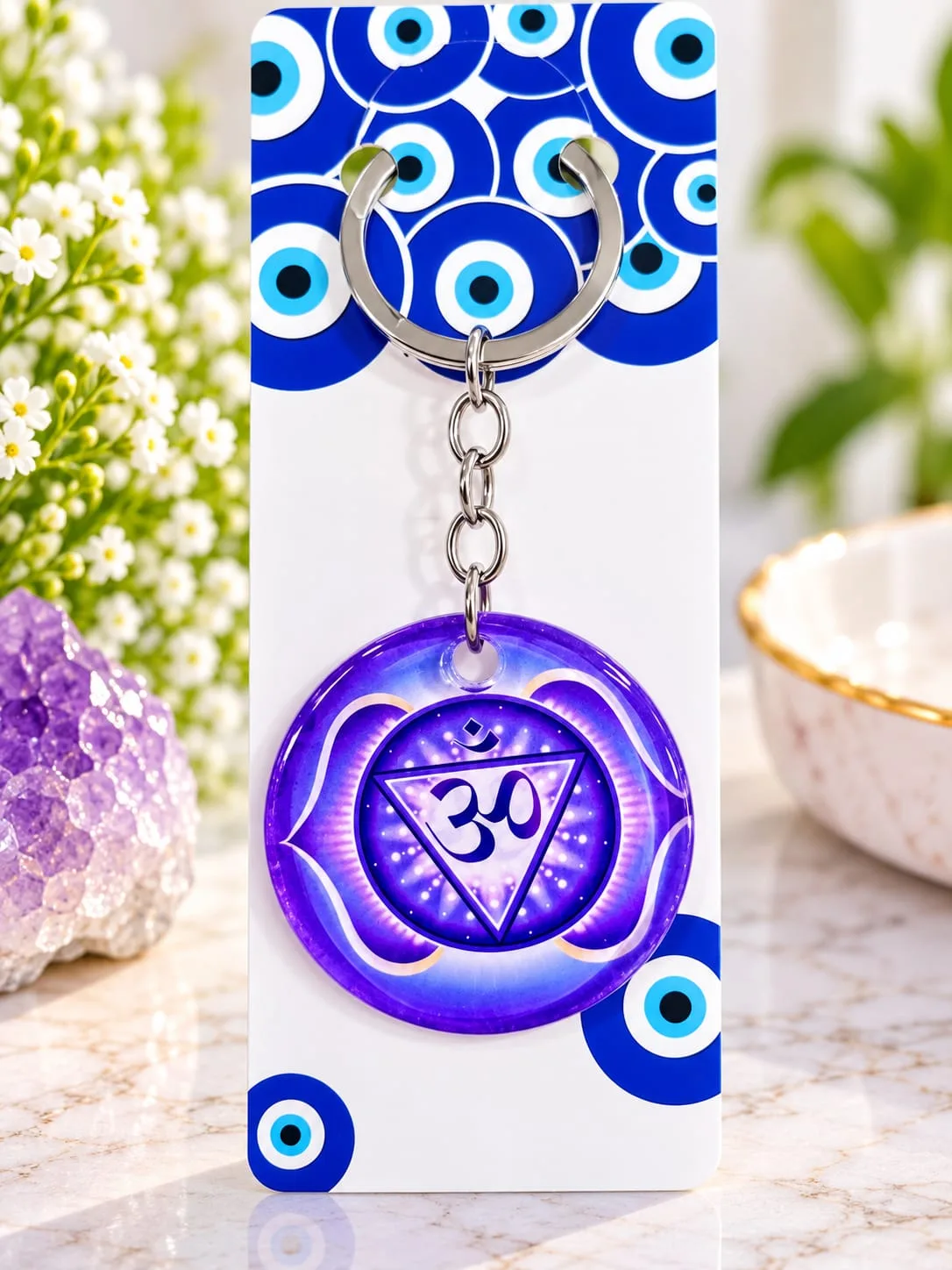Llavero de Chakra del Tercer Ojo con Om