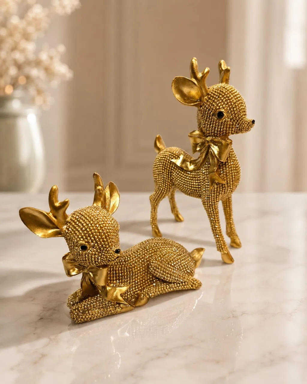 Set de 2 Ciervos Decorativos (Dorado)