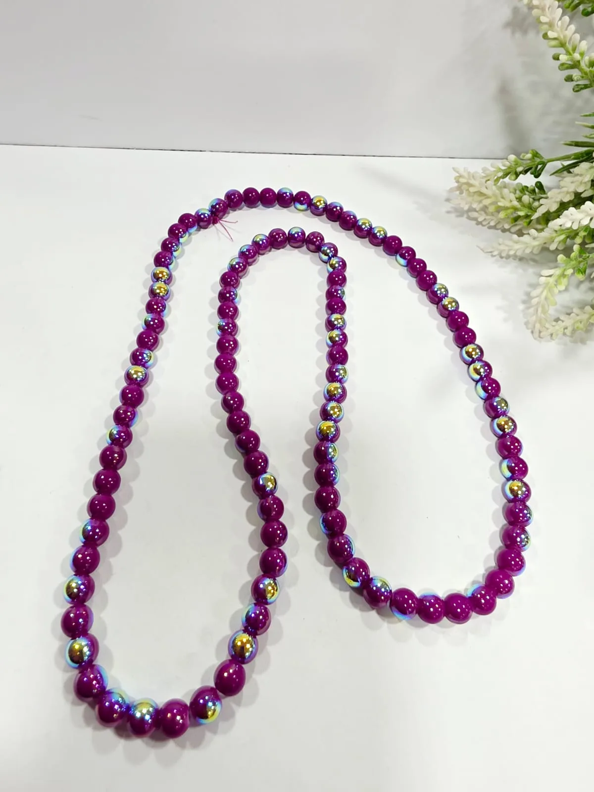 Cuentas de Perlas de Vidrio Fucsia Tornasol 8mm