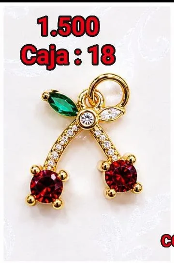 Colgante de Rodio - Dije cruzado con piedras verde y roja
