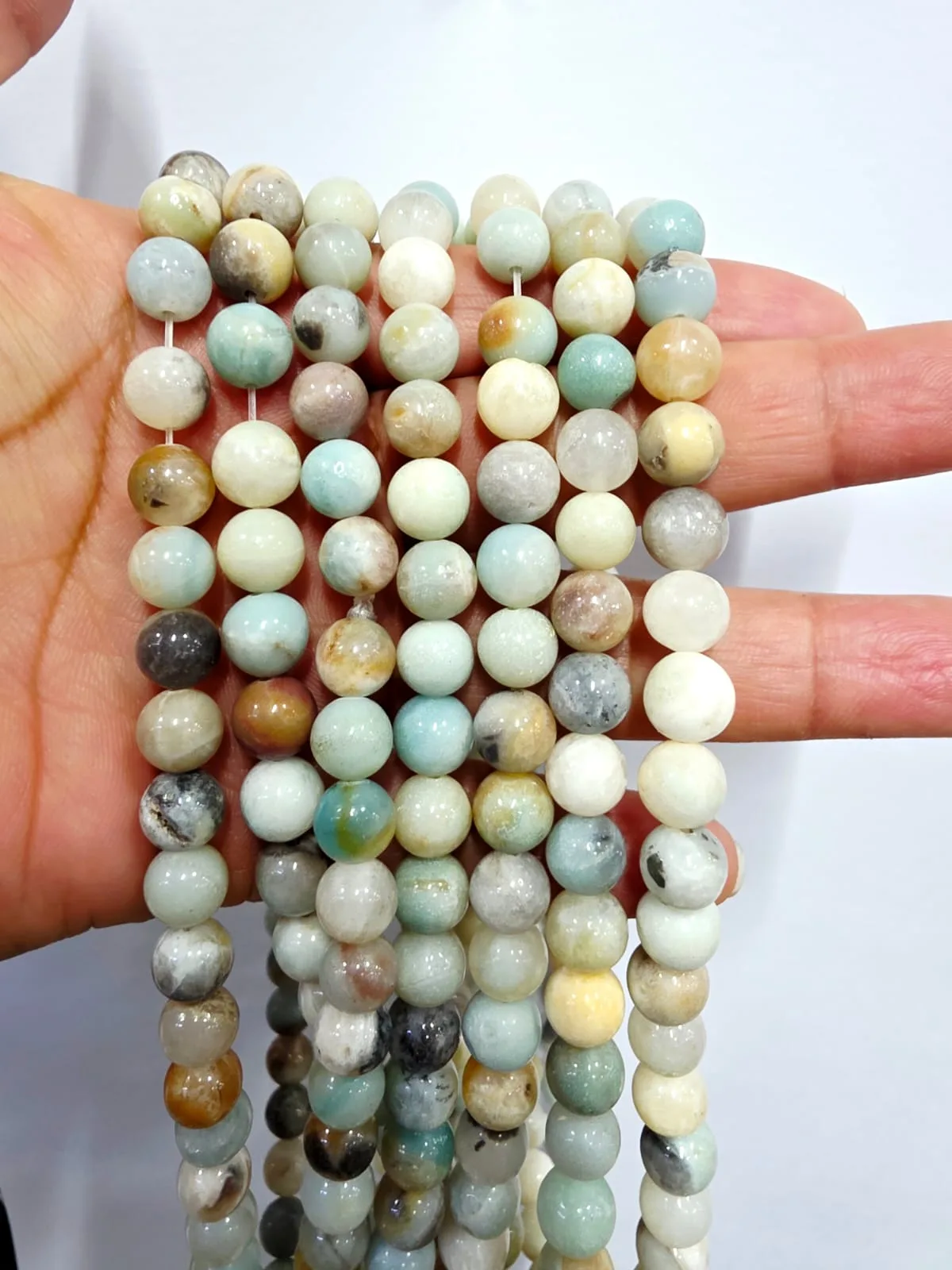 Tira de piedras de Amazonita Brillante N°6