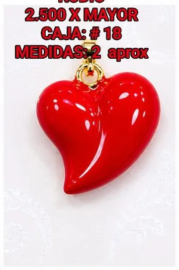 Colgante de Rodio - Corazón esmalte rojo brillante asimétrico