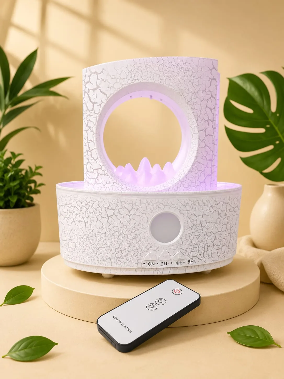 Difusor Humidificador Arco de Cristal Craquelado con Montañas, Control Remoto