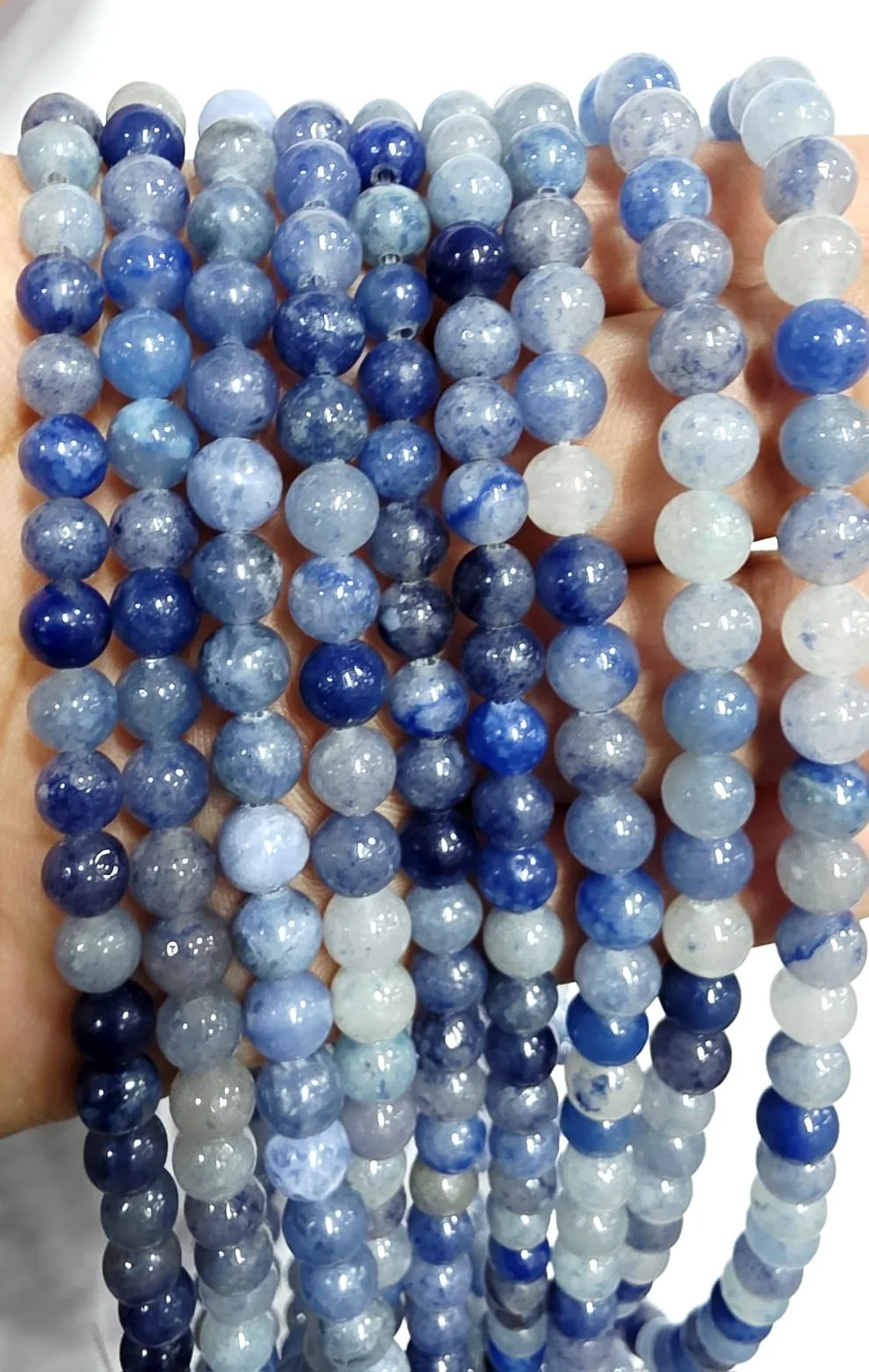 Tira de piedras de Aventurina Azul N°6