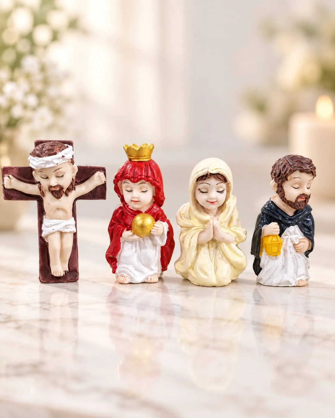 Set de Figuras Religiosas (Crucifijo y Santos)