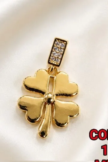 Colgante de Rodio - Trebol de cuatro hojas dorado