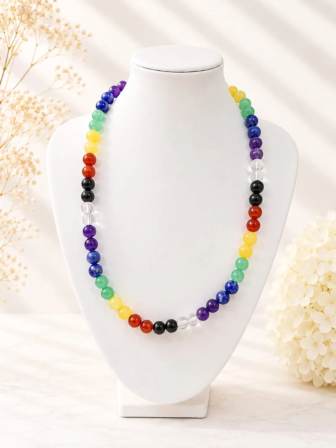 Collar de Piedras Multicolor Estilo Chakra