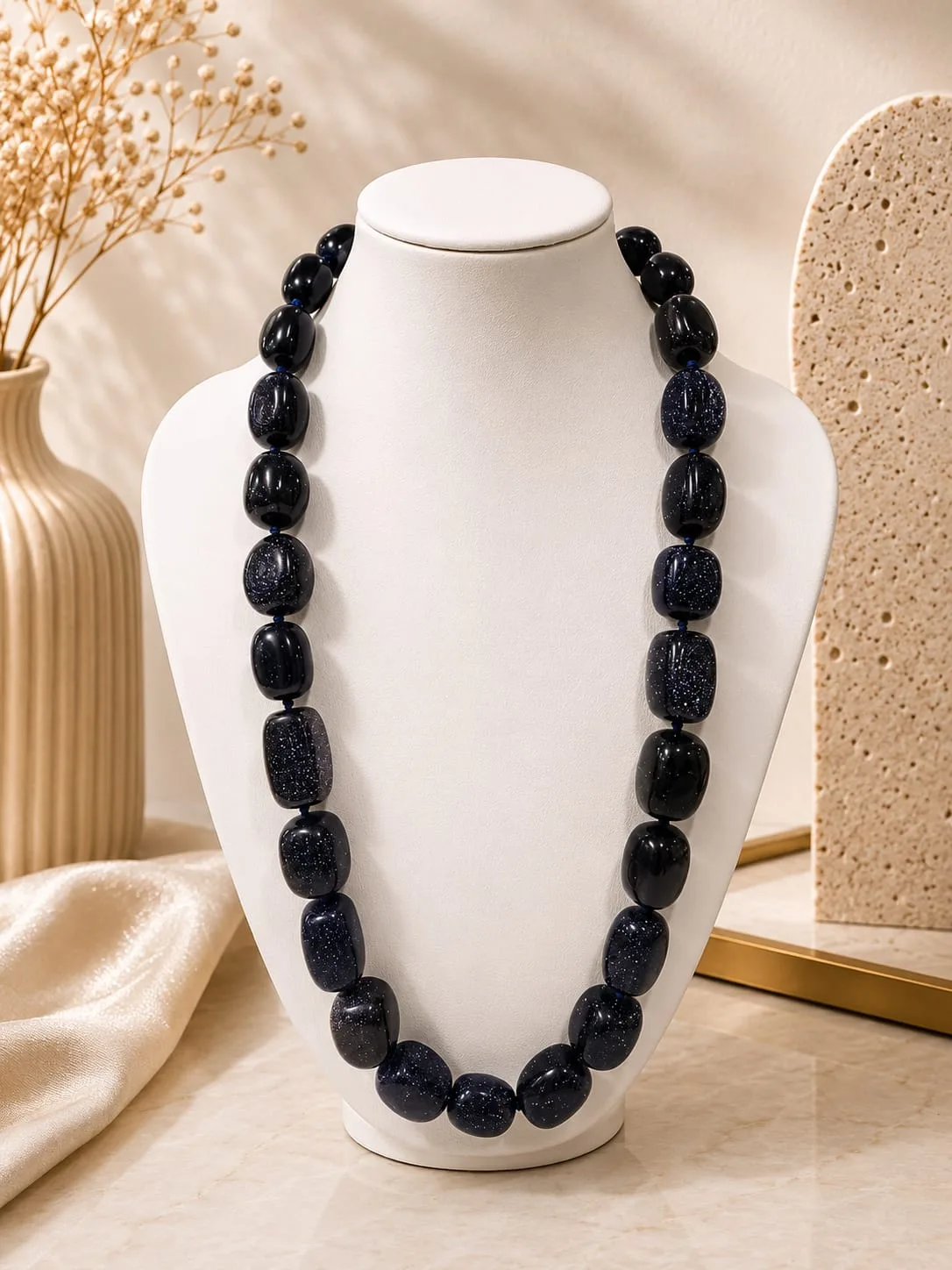 Collar de Cuarzo Natural – Negro