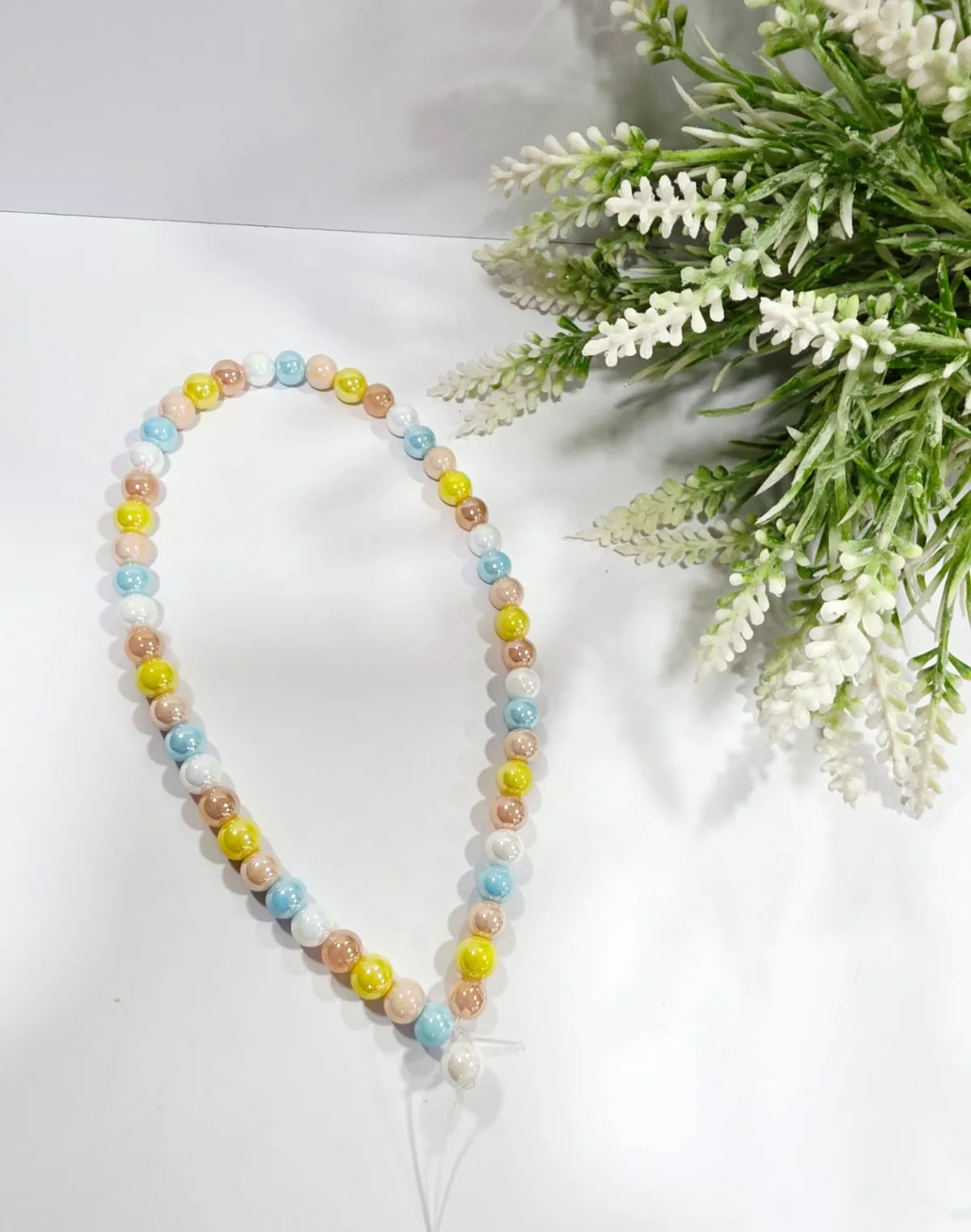 Collar de Perlas de Vidrio Multicolor Navideño 8mm