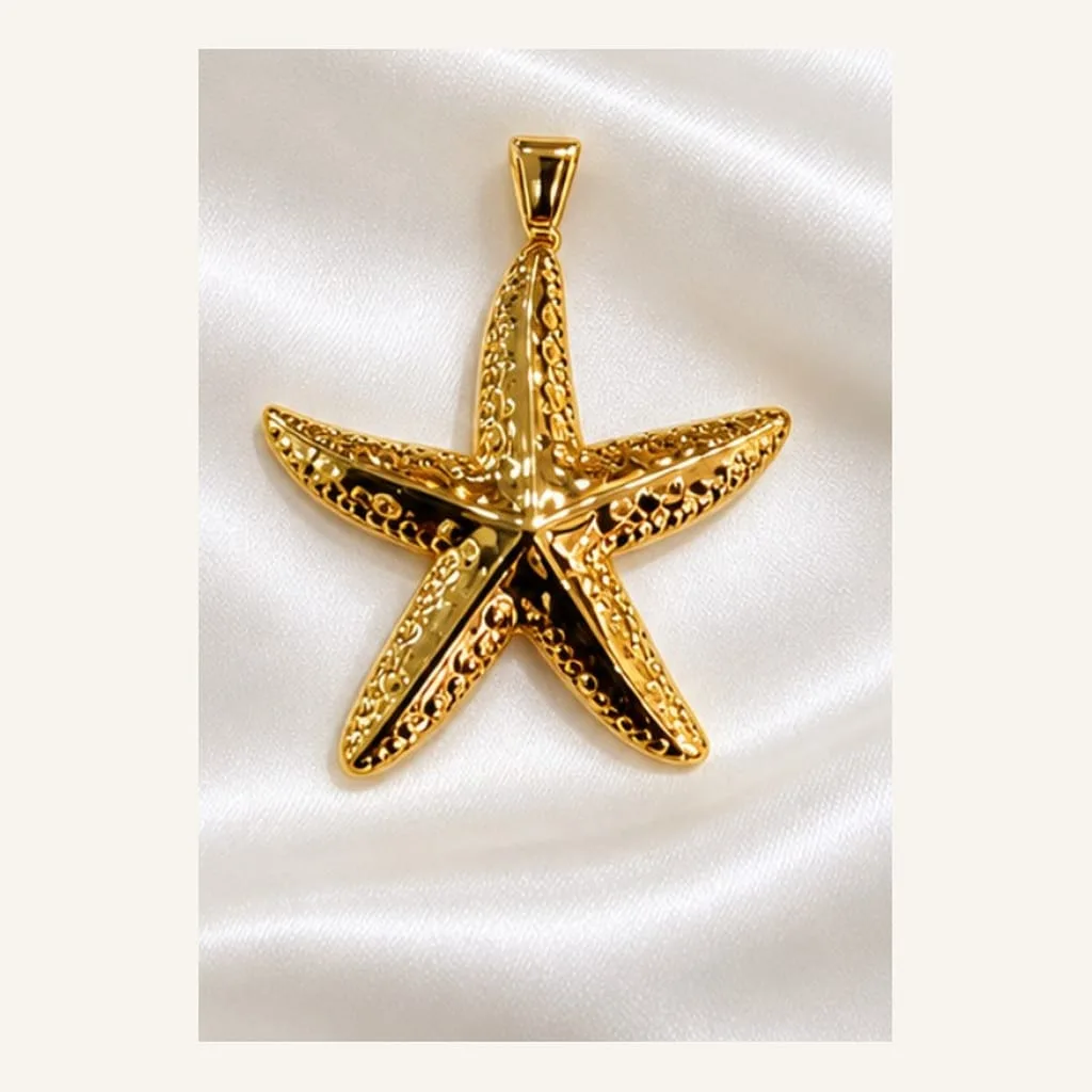 Dije de Acero Estrella de Mar Dorada Grande