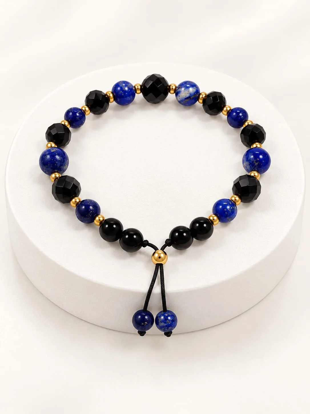 Pulsera de Lapislázuli con Cristal y Acero 8 mm