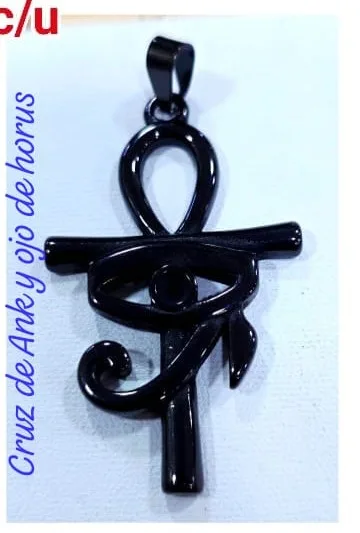 Colgante de Acero - Cruz de Ank y ojo de horus