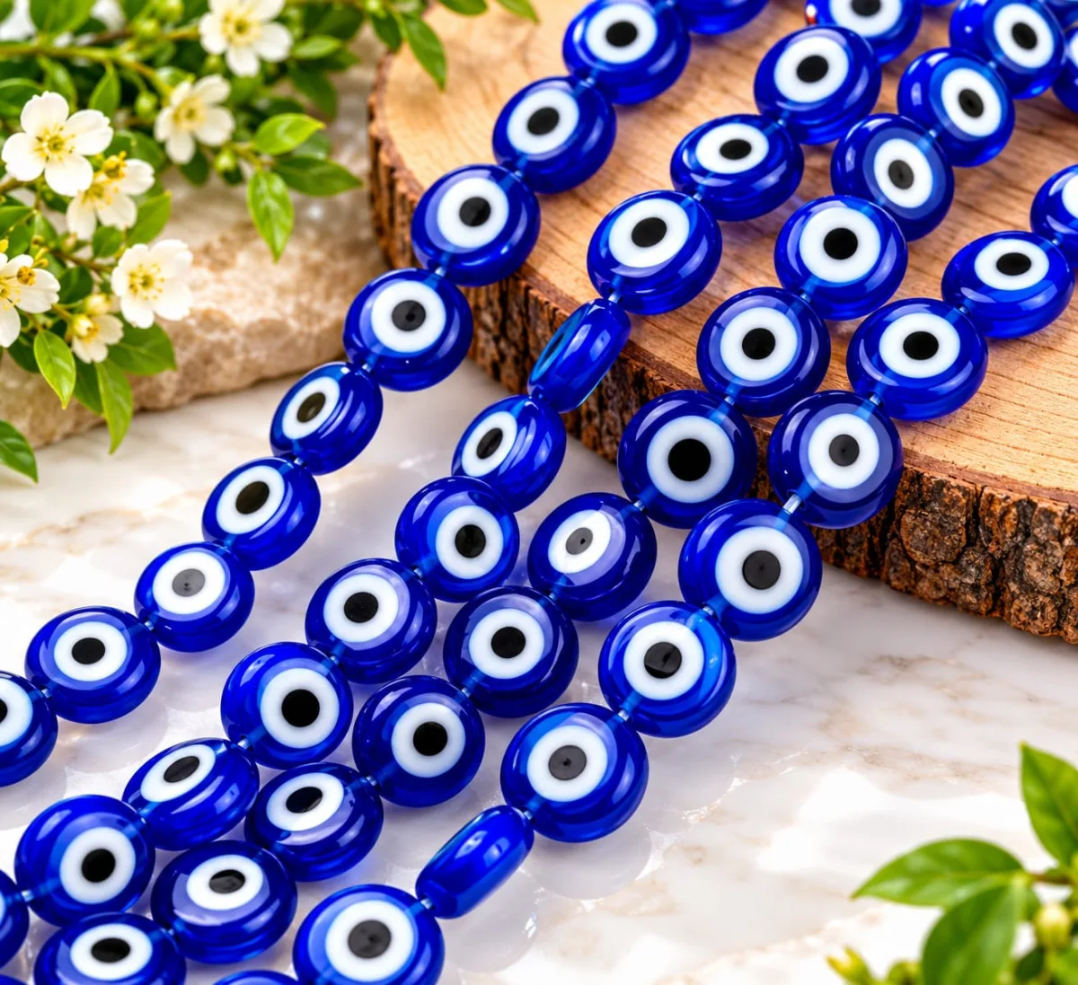 Tiras de Ojo Turco Plano Azul 4 mm