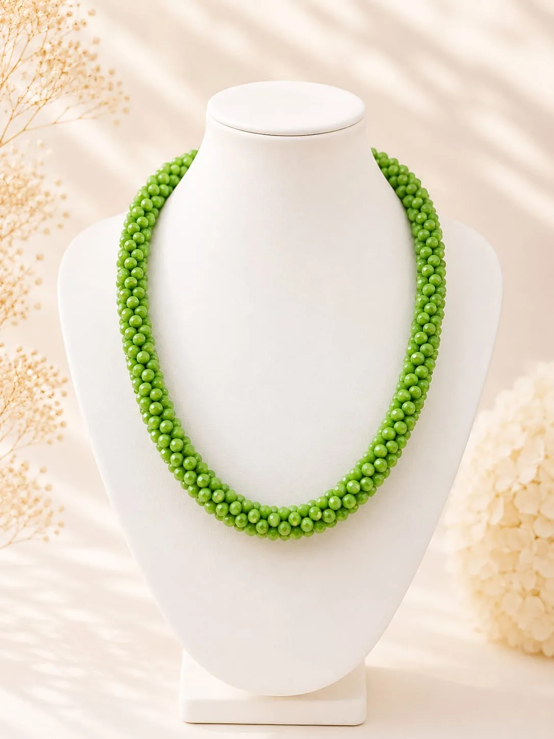 Collar Torzal de Cristal Facetado Verde