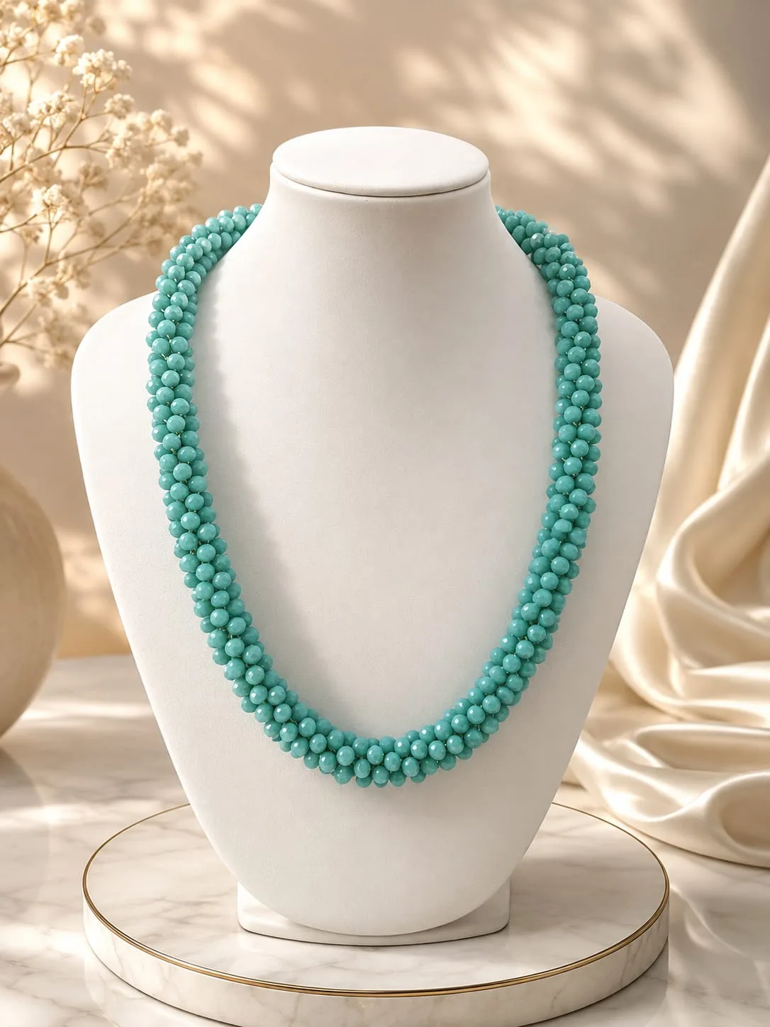 Collar de Cuentas Facetadas Verde Turquesa