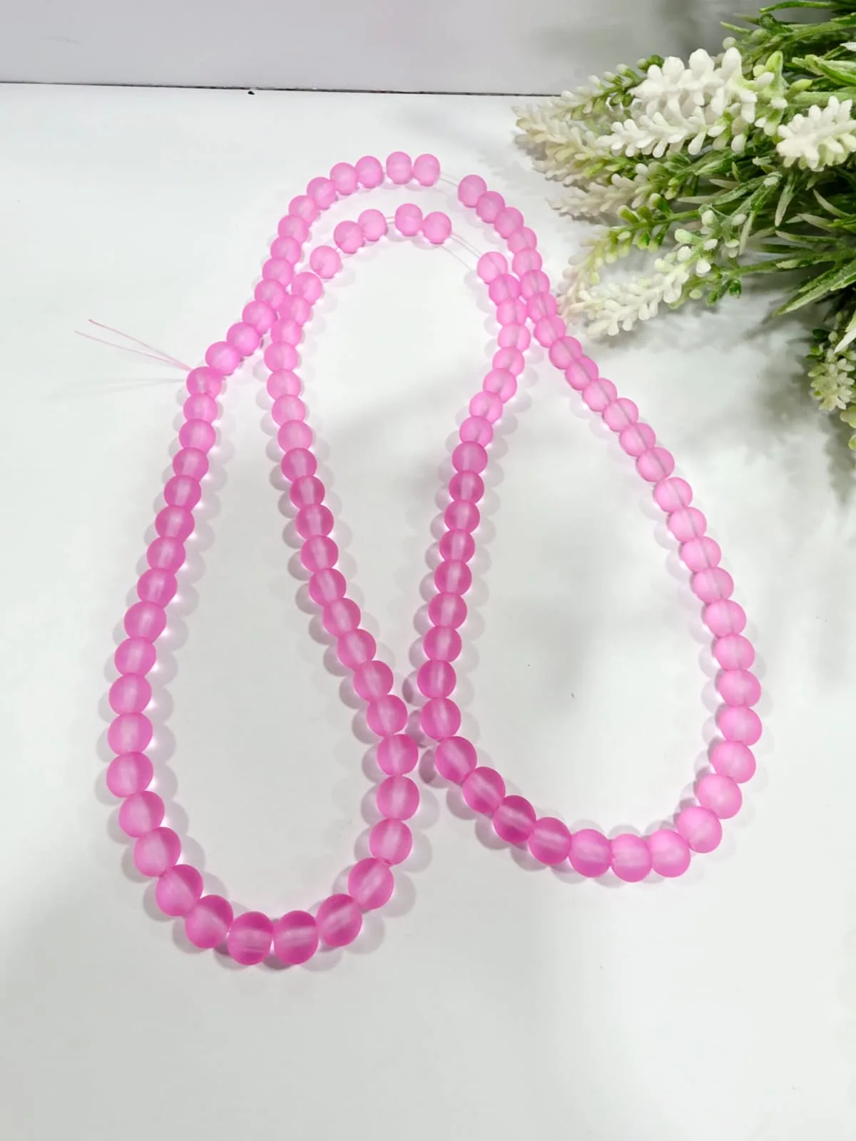 Cuentas de Vidrio Esmerilado Rosa 8mm