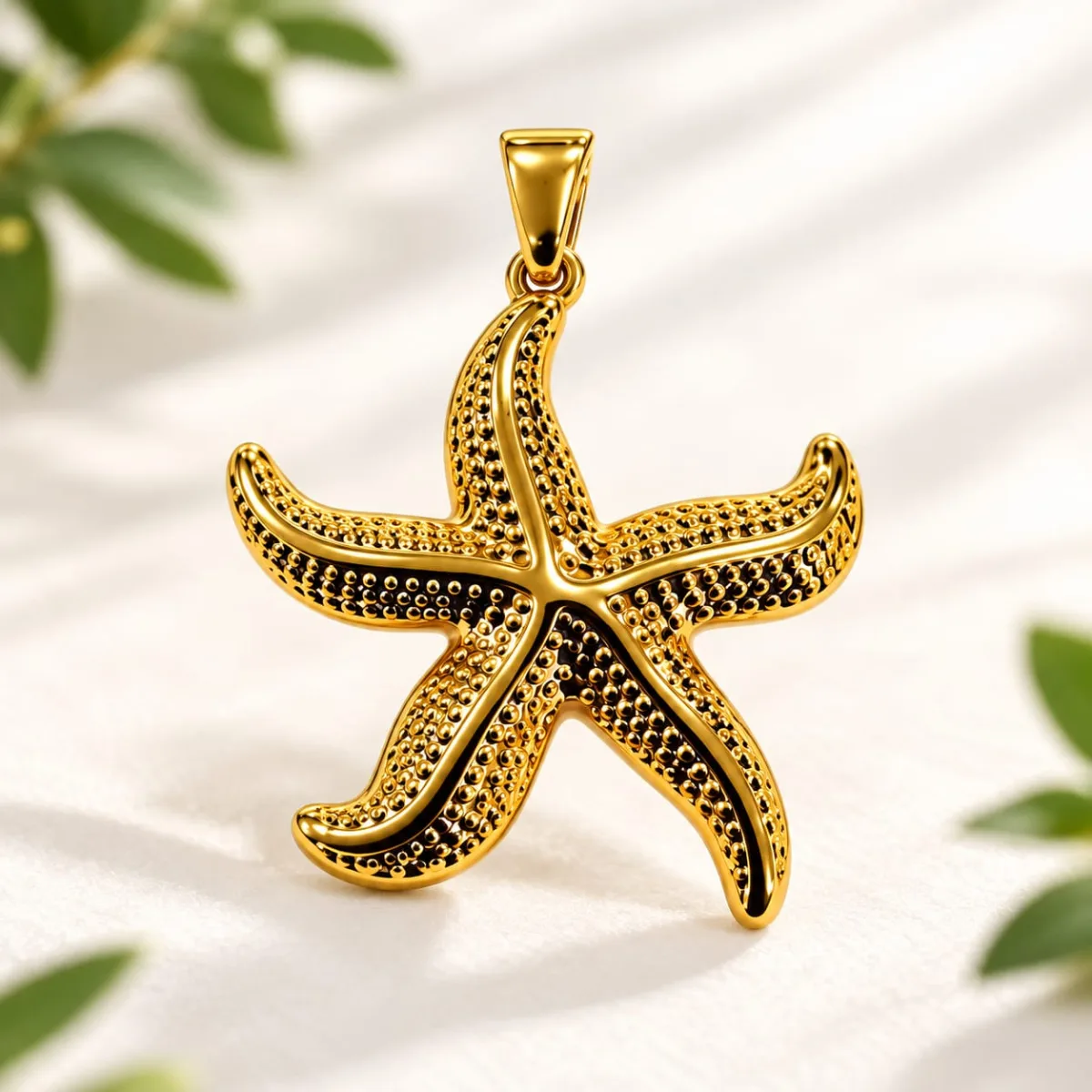 Dije de Acero Estrella de Mar Dorada