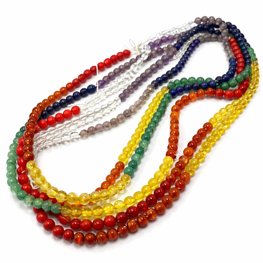 Tira de piedras de 7 chakras con citrino N°4