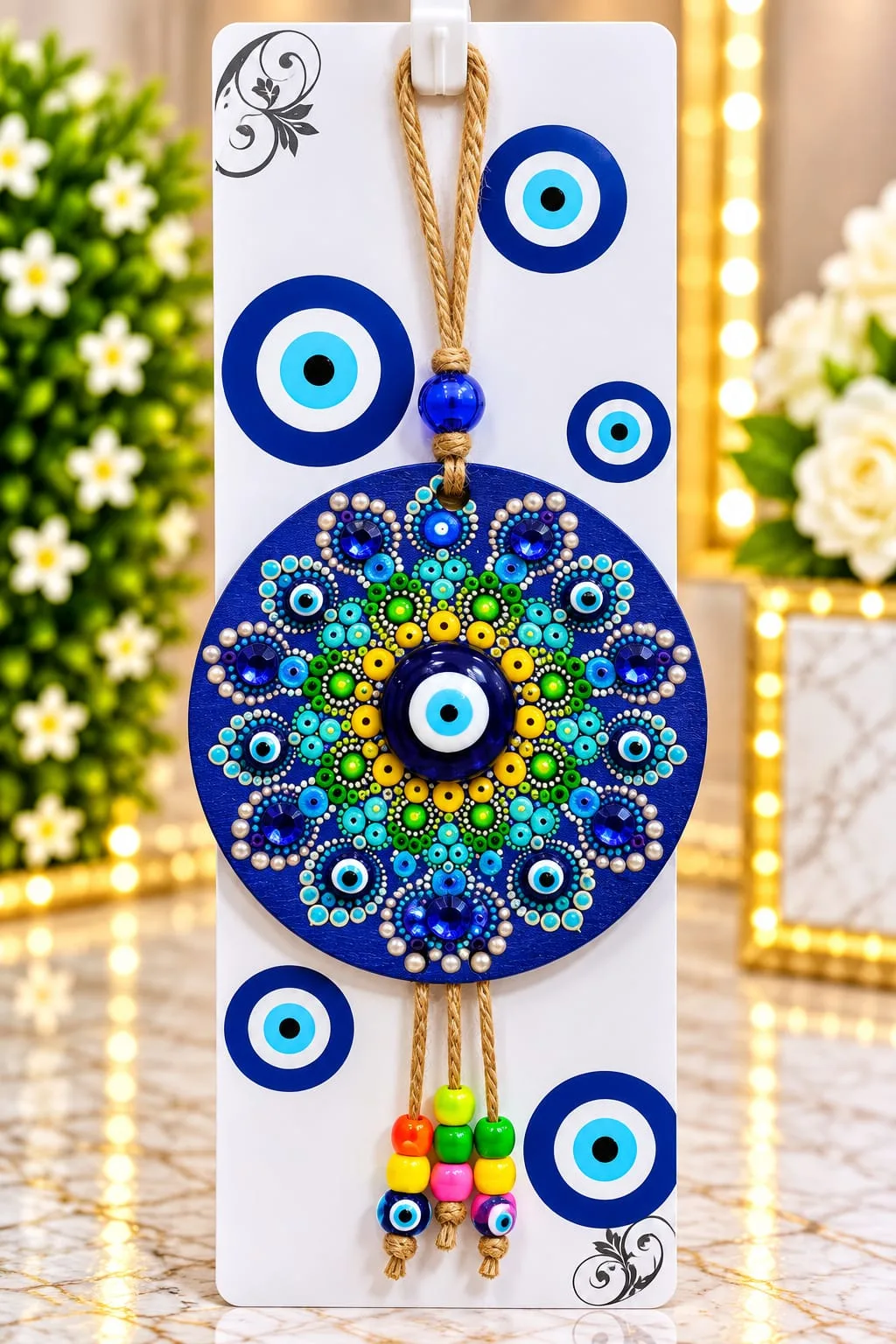 Colgante Mandala con Ojo Turco Azul y Verde