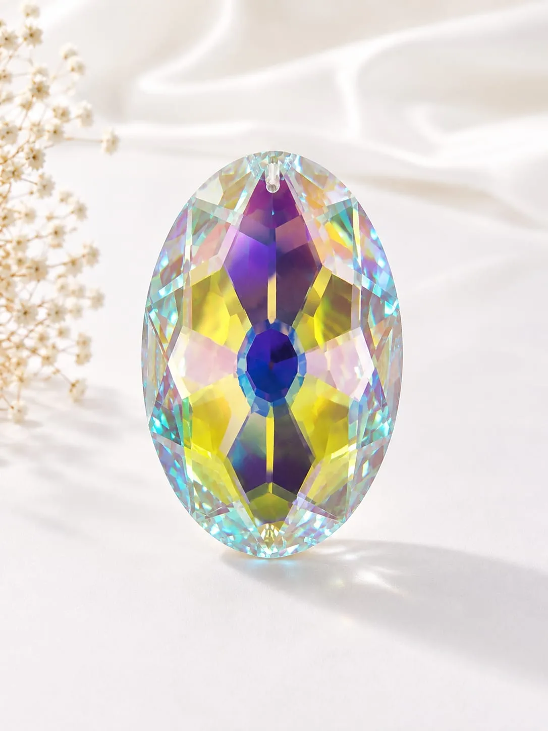 Dije de Cristal Facetado Ovalado Irisado