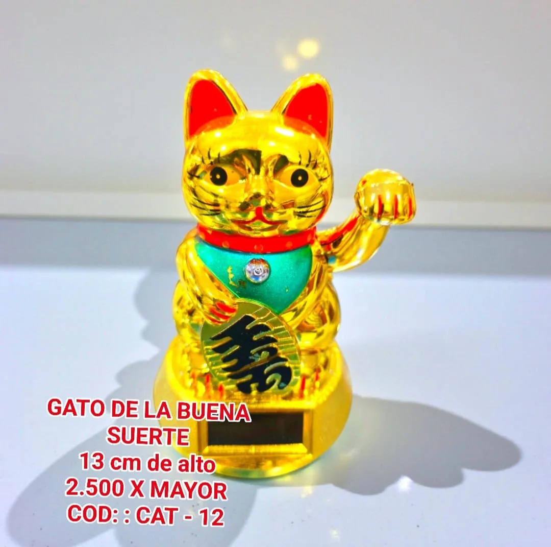 Estatua Gato de la Buena Suerte Dorado