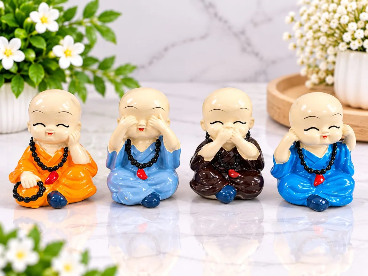 Figura de Monje Niño de Colores (No Veo, No Oigo, No Hablo)