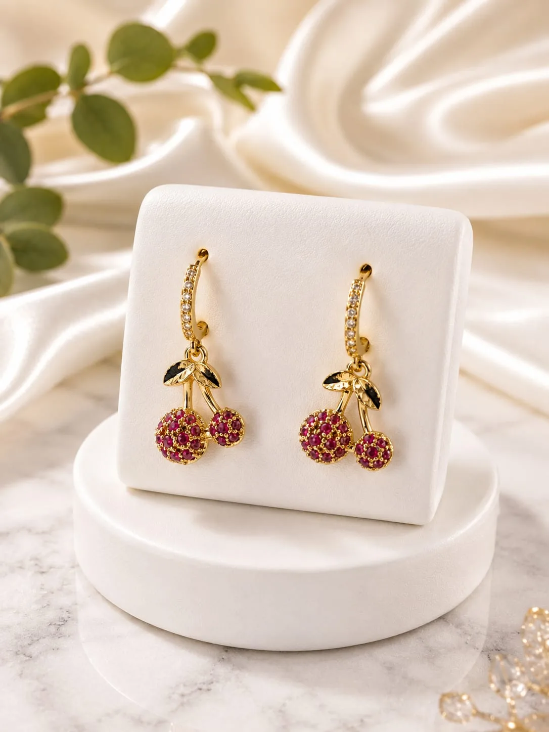 Aros de Acero - Cereza Redonda Esmaltada Roja