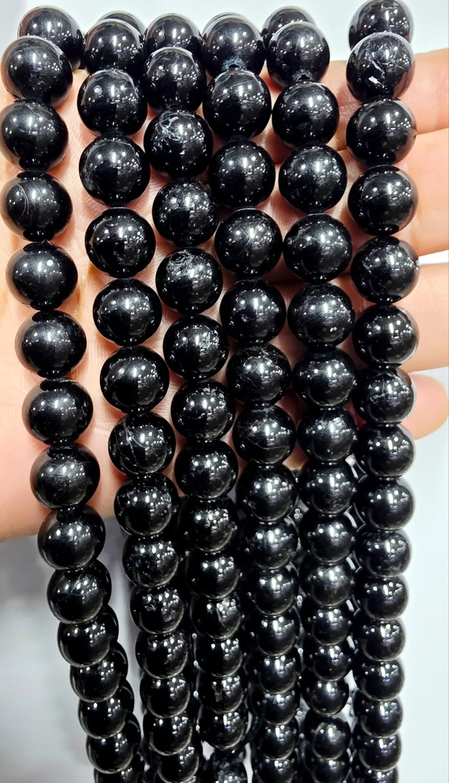 Tira de piedras de Turmalina Negra N°10
