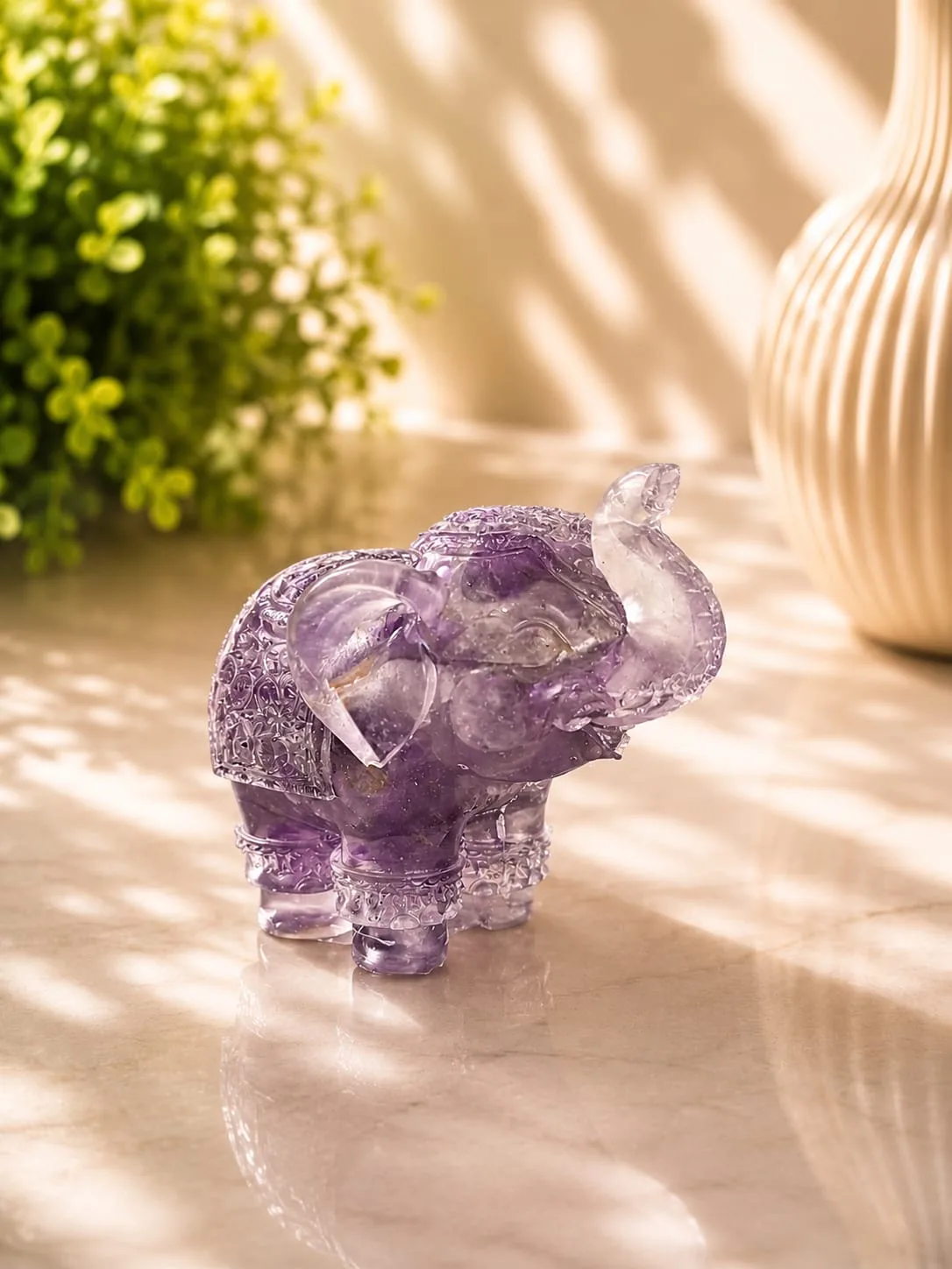 Elefante de Resina con Cuarzo Molido - Morado