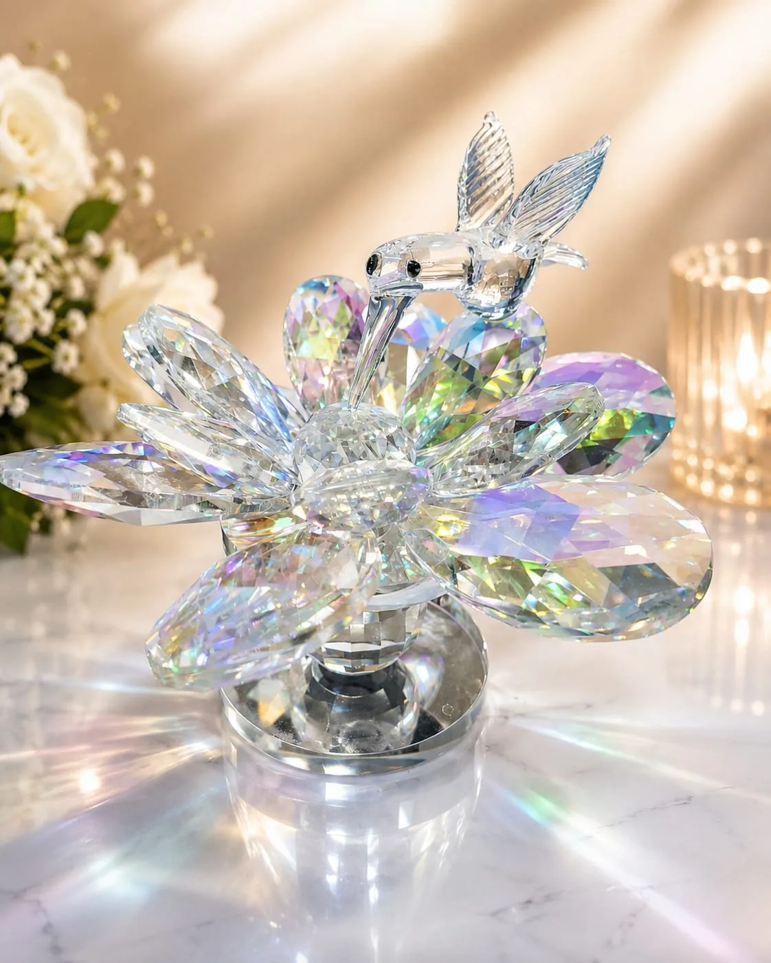 Flor de Loto con Colibrí Giratorio