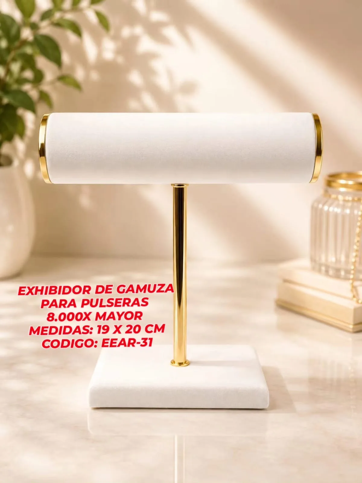 Exhibidor de Gamuza para Pulseras (Blanco)
