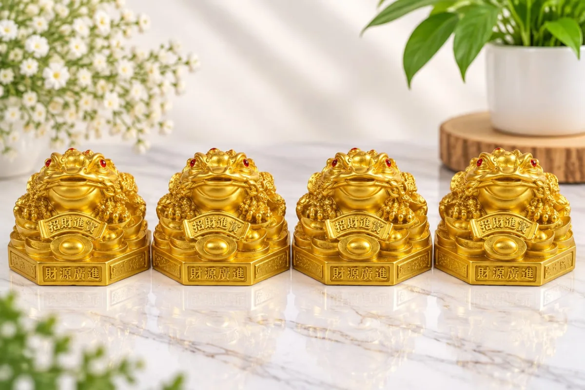 Figura de Sapo de la Fortuna Dorado (Jin Chan)