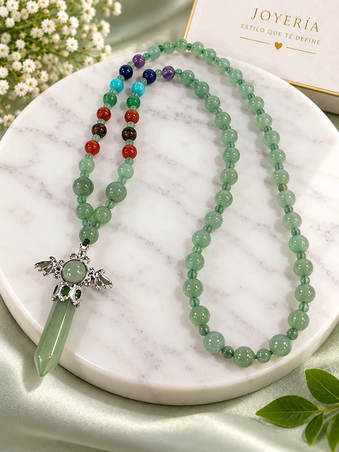 Collar de Jade con 7 Chakras