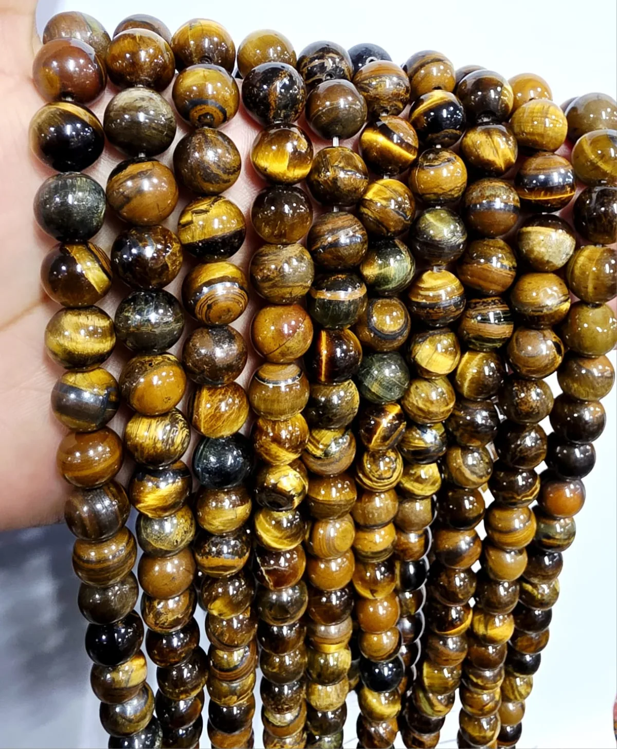 Tira de piedras de Ojo De Tigre N°8