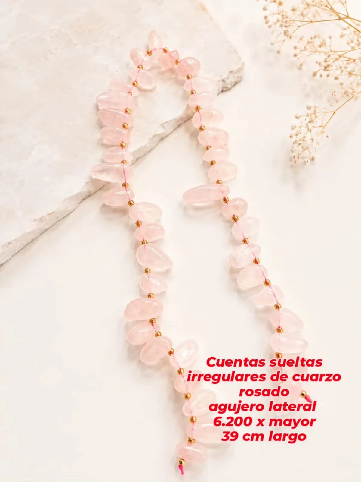 Cuentas sueltas irregulares de cuarzo rosado