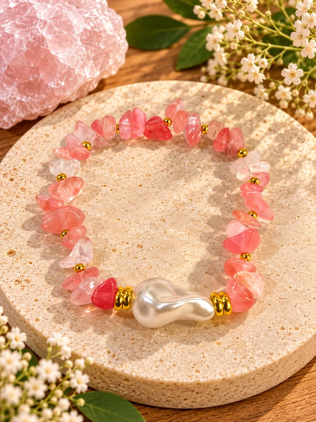 Pulsera de Cuarzo Cherry en Chips