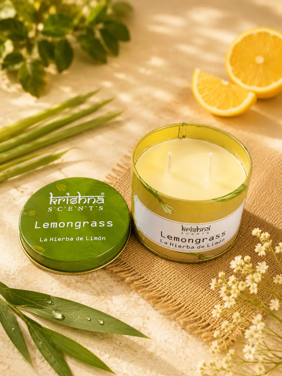 Vela Aromática Krishna Scents Lemongrass (Hierba de Limón)