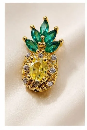 Colgante de Rodio - Piña con piedras