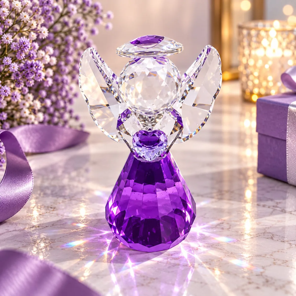 Figura de Cristal de Ángel (Morado)