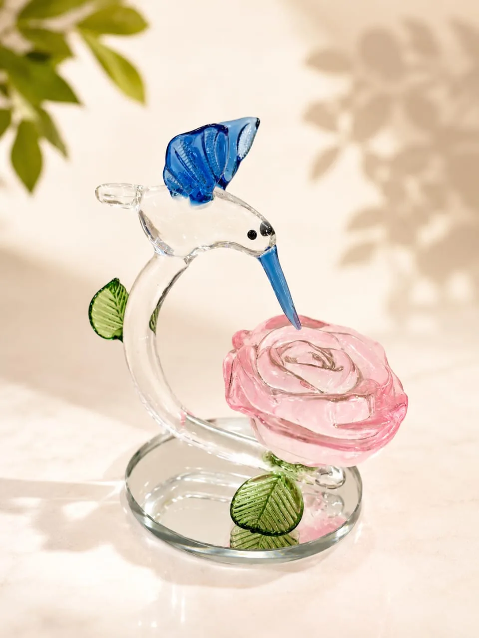 Colibrí con Flor de Cristal - Rosa