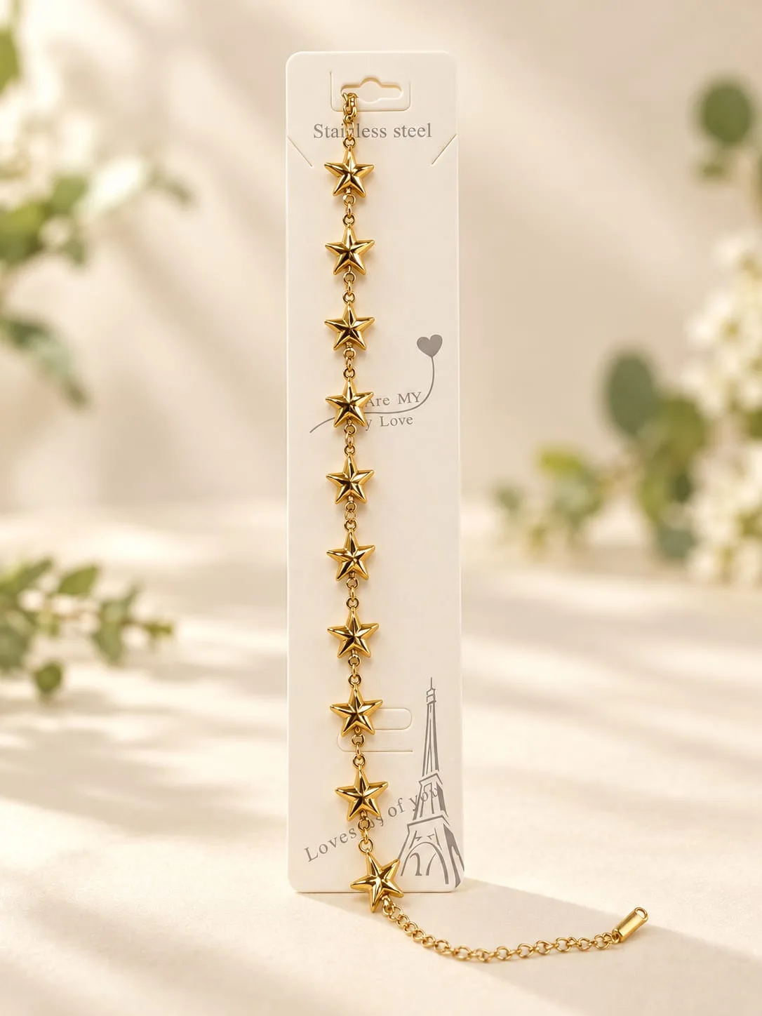 Pulsera de Acero Dorada Estrellas