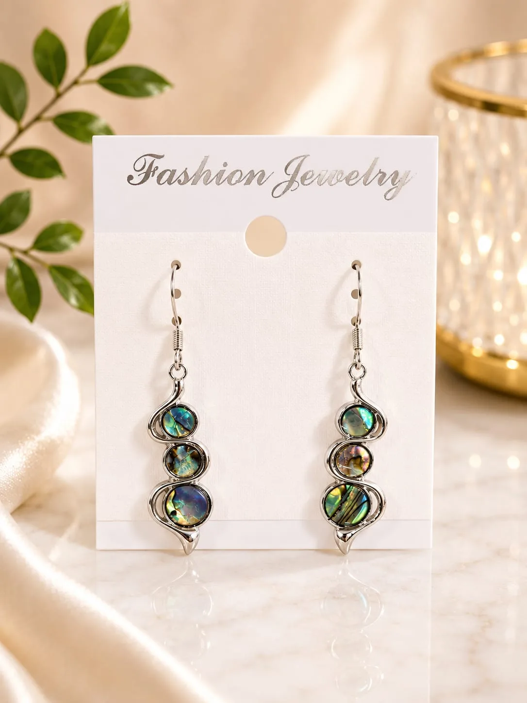 Aros de Avalón Natural con Peltre - Óvalos Triples