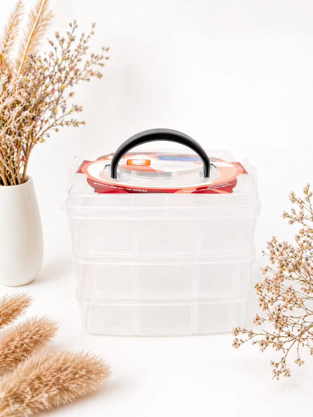 Caja Organizadora de 3 Capas para Manualidades y Accesorios - Transparente