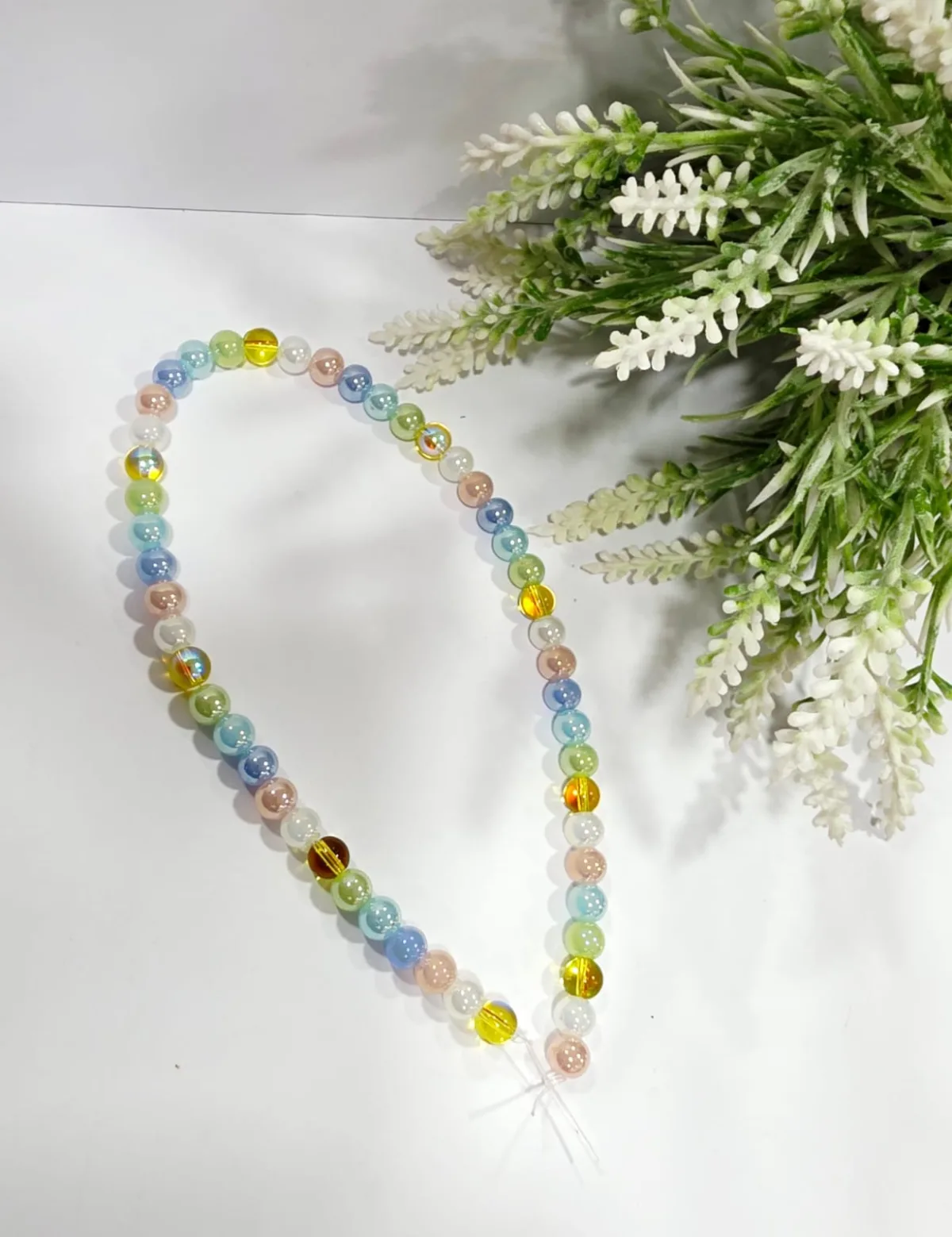 Collar de Perlas de Vidrio Multicolor Salvia 8mm