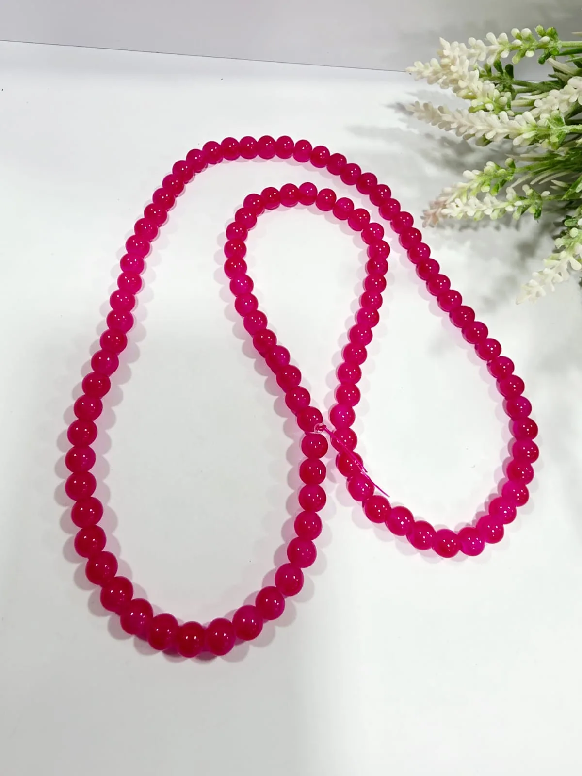Cuentas de Vidrio Transparente 8mm Fucsia Fuerte