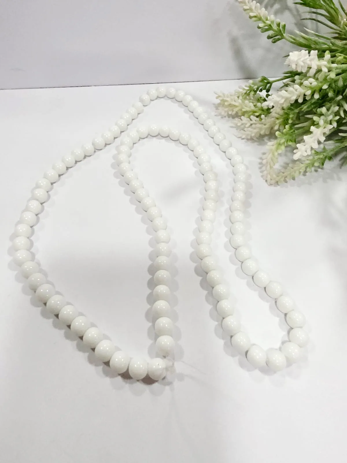 Cuentas de Perlas de Vidrio Blanco 8mm