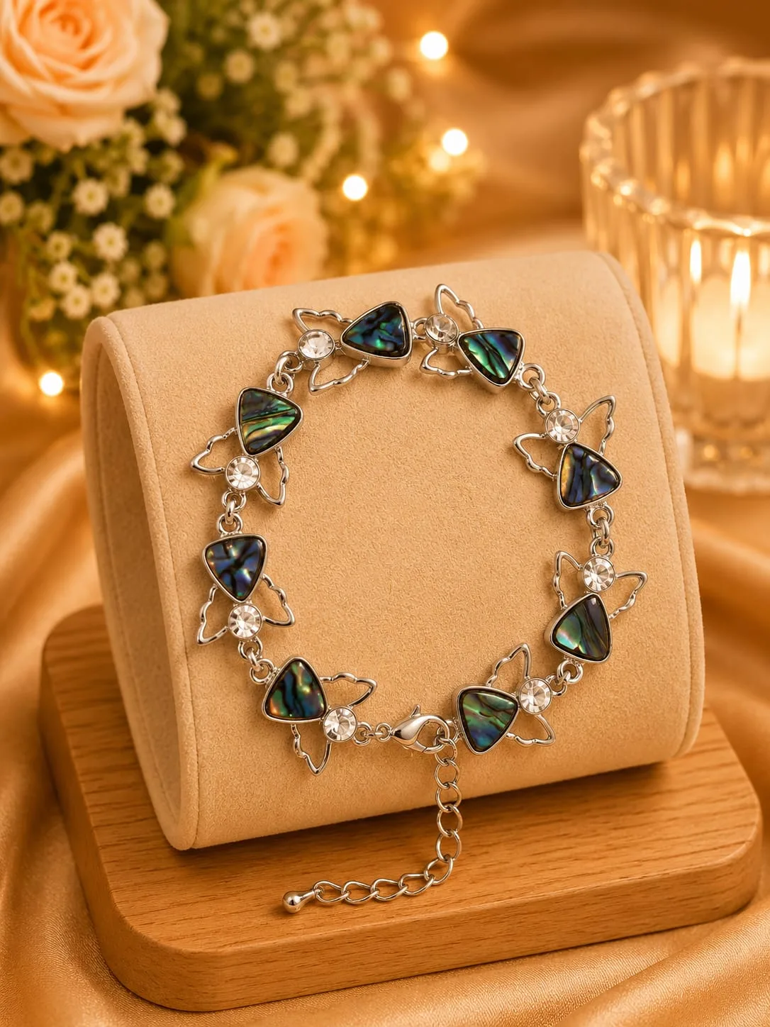 Pulsera de Avalón Natural - Corazones Grandes
