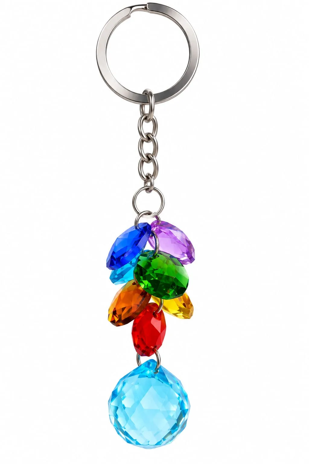 Llavero de Prismas Multicolor con Bola Celeste