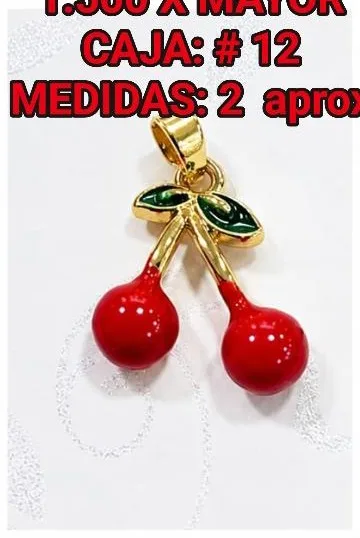 Colgante de Rodio - Par de cerezas rojas
